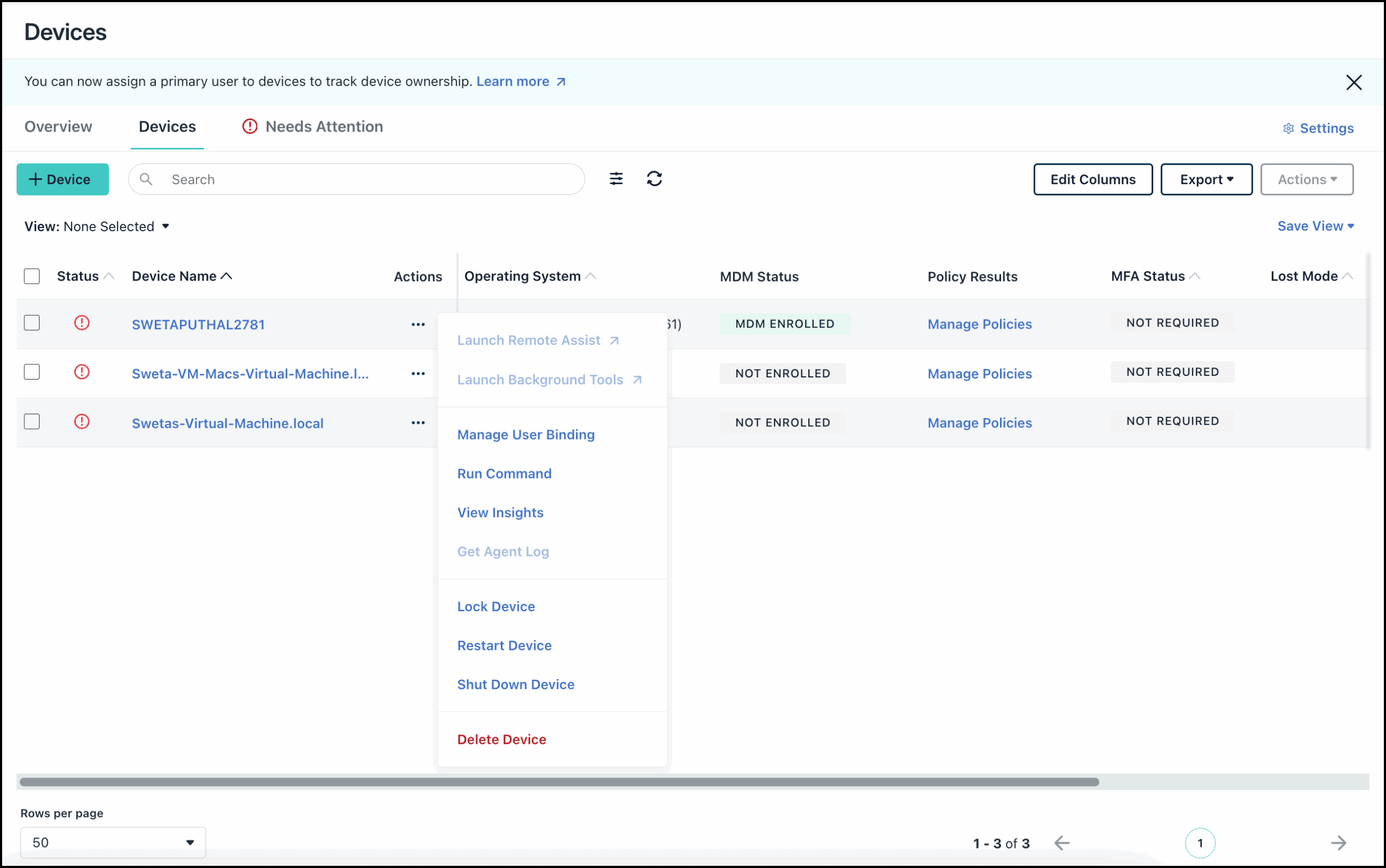 The image displays devices page.