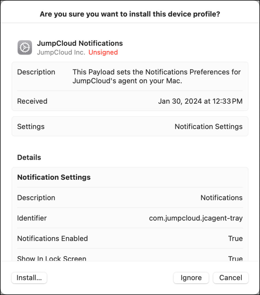 Enable Notifications Using a Configuration Profile - JumpCloud