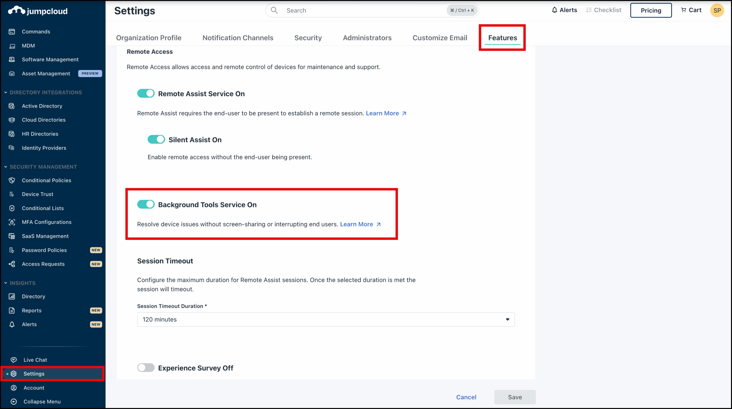 This image displays the Background Tools option.