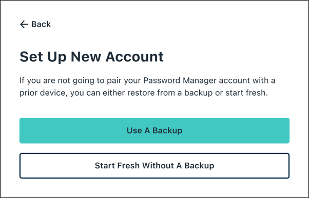 reactivation screen with the option to set up a new account