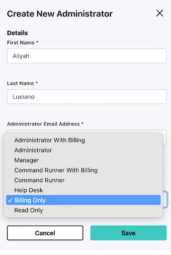 Billing Only Admin Role (LIVE)