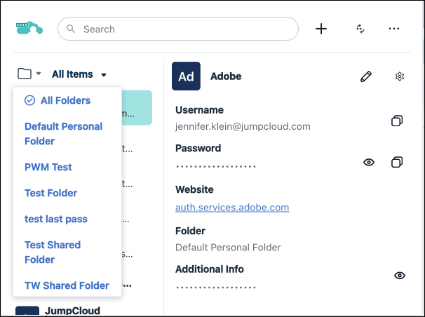 browser extension all folders menu
