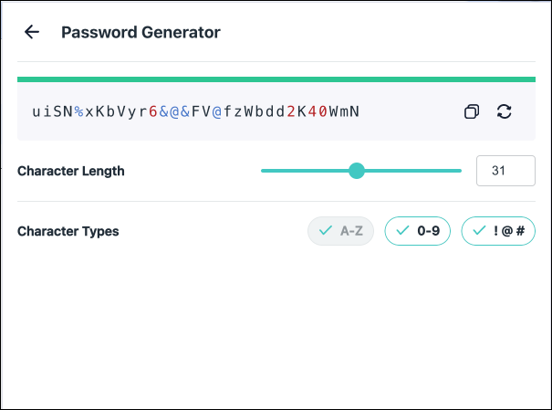 password generator screen 