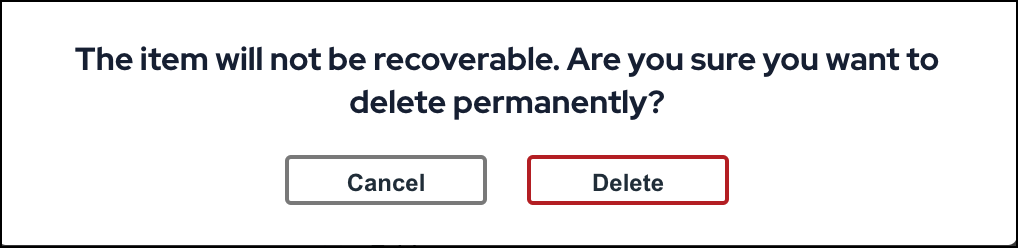 delete permanently confirmation modal