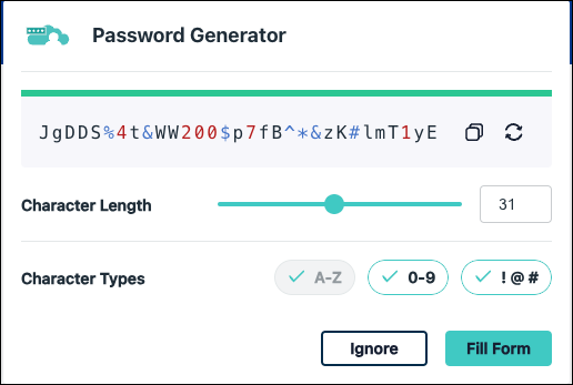 modify generated password options