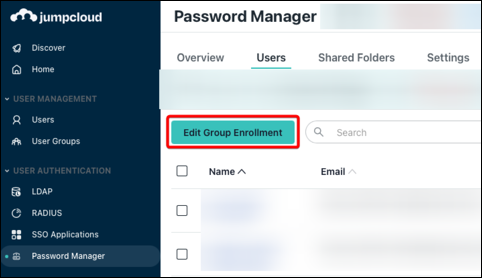 password manager edit group enrollment in admin portal