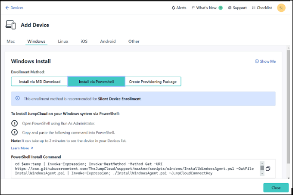 Install device via powershell