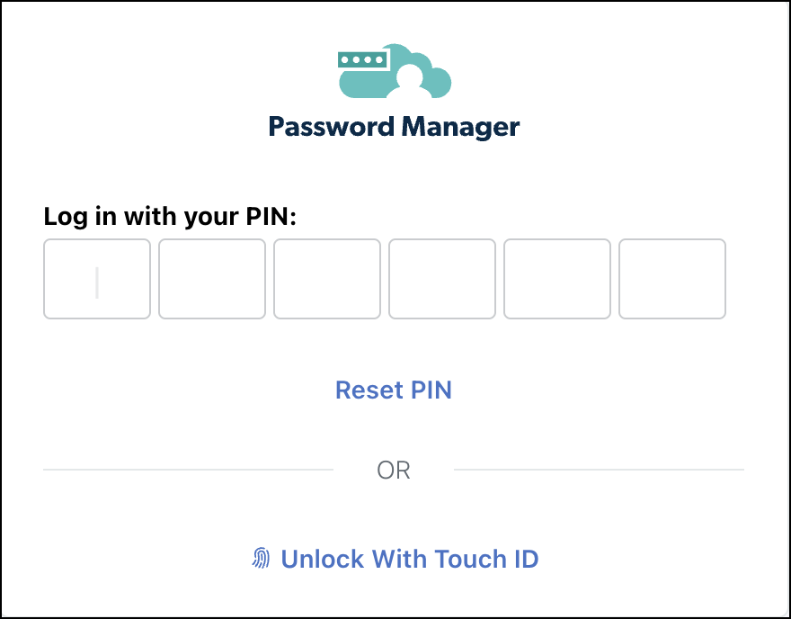 Password Manager log in screen