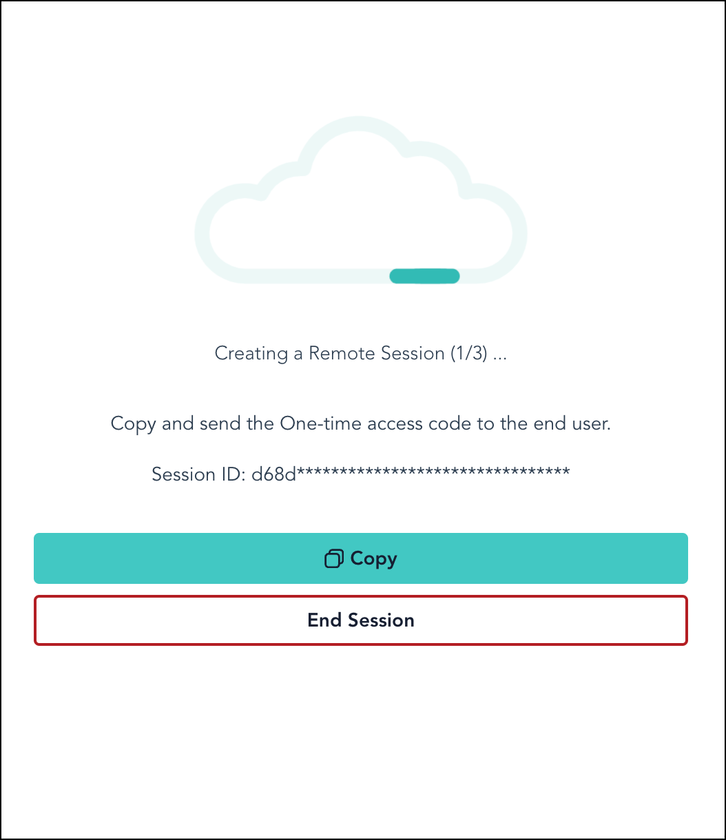 Image of Remote Assist  Start Session window with one time code