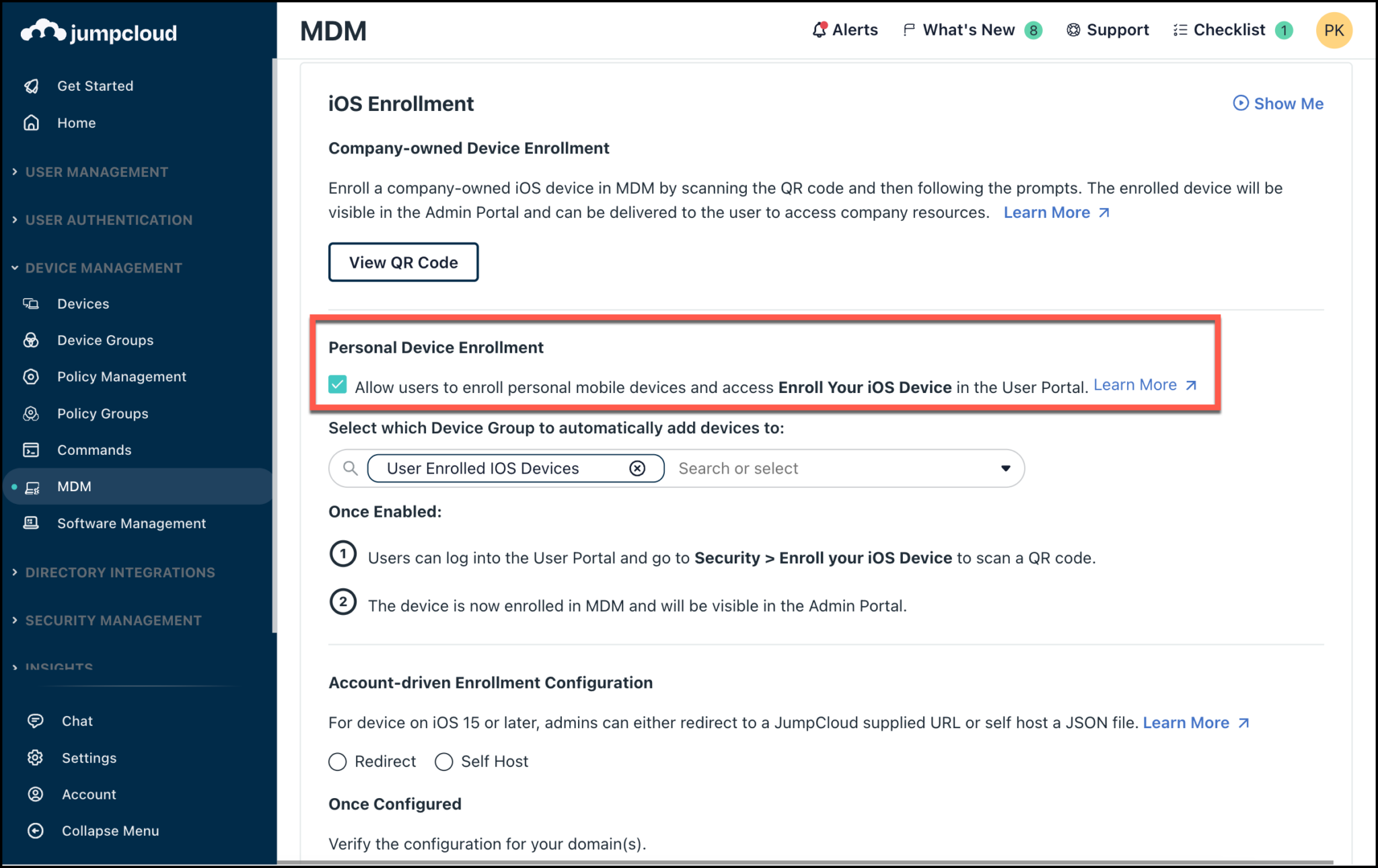 Configure Account-Driven Enrollment - JumpCloud