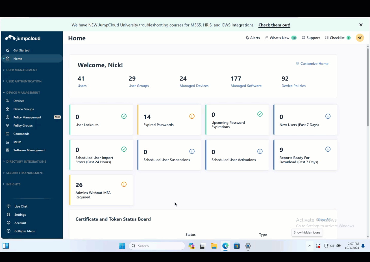 A compilation of images displaying the process to install JumpCloud agent on Windows devices