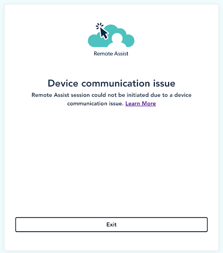 The image displays the Device communication error message