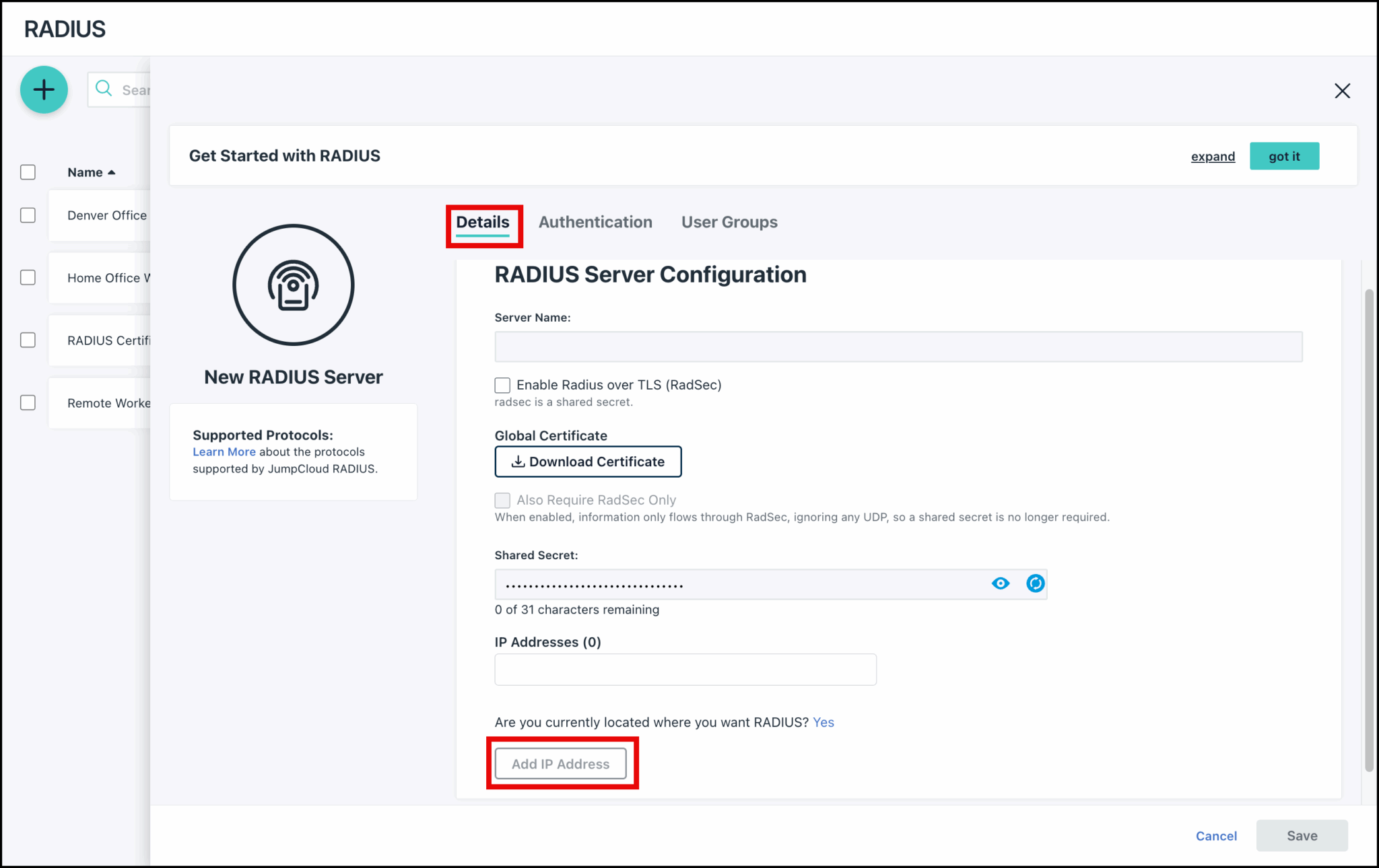 RADIUS Configuration and Authentication - JumpCloud
