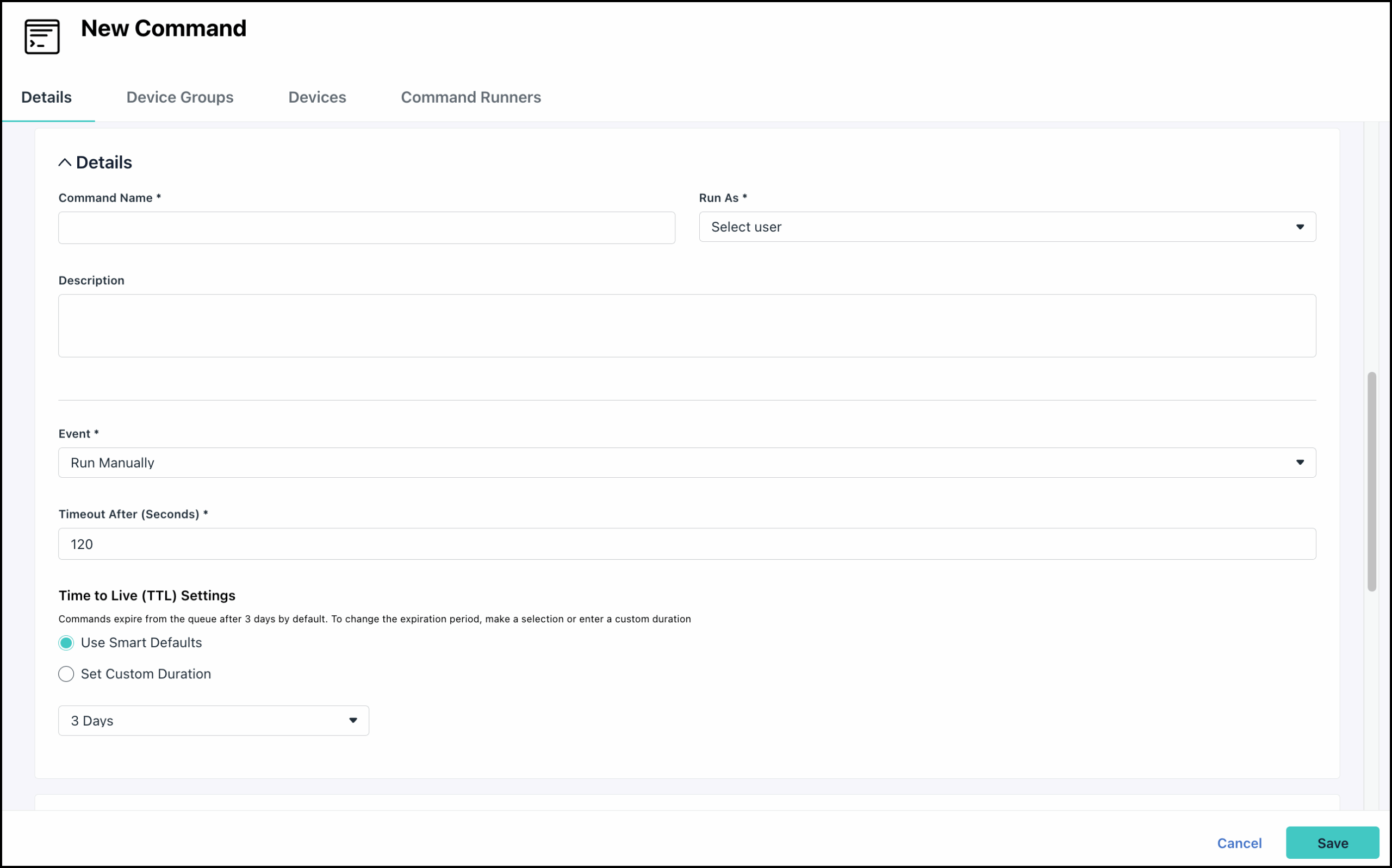 The image displays the Commands Details section.