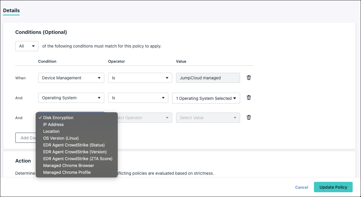 A screenshot showing conditions for Conditional access policies.