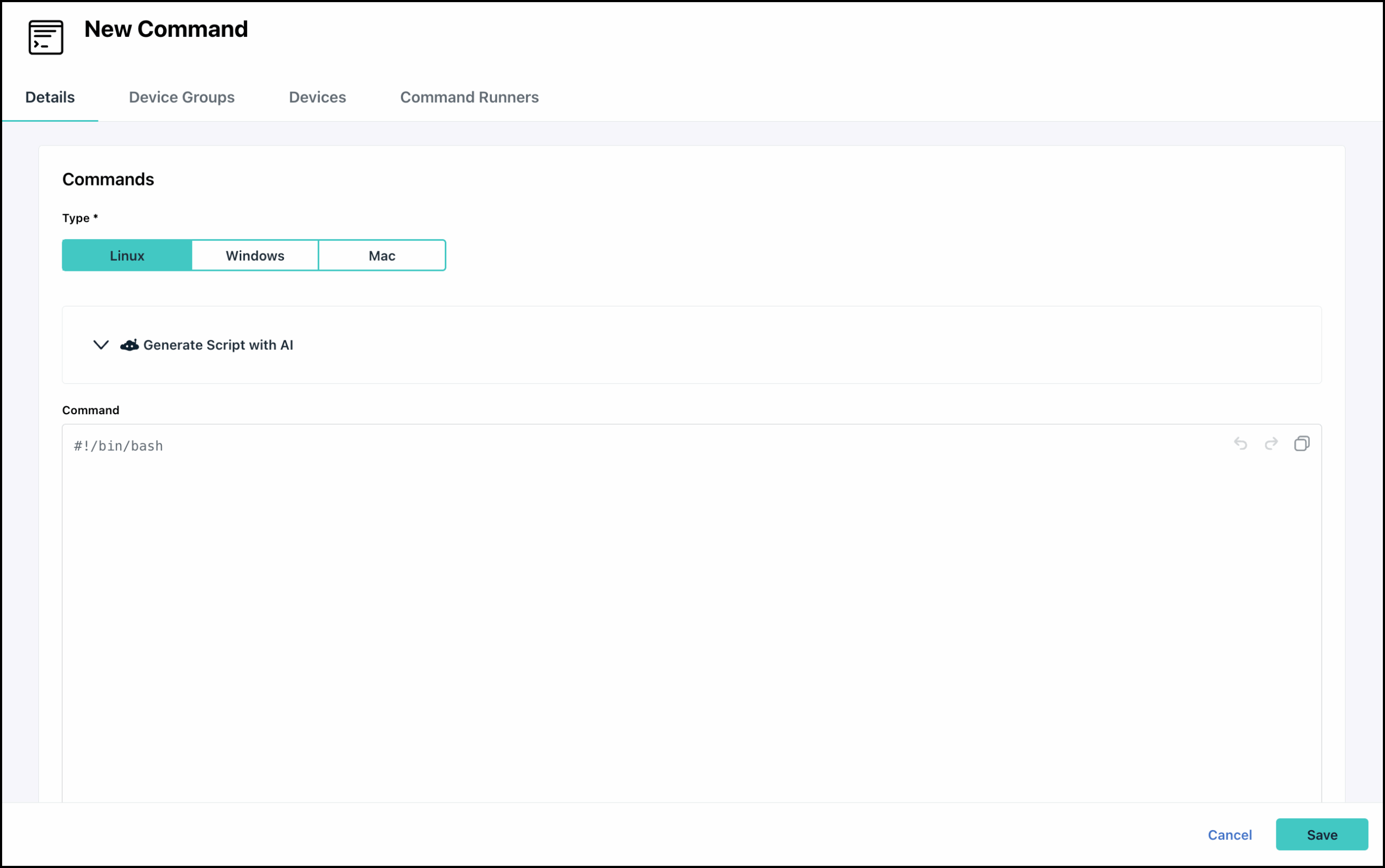 Commands New Page layout