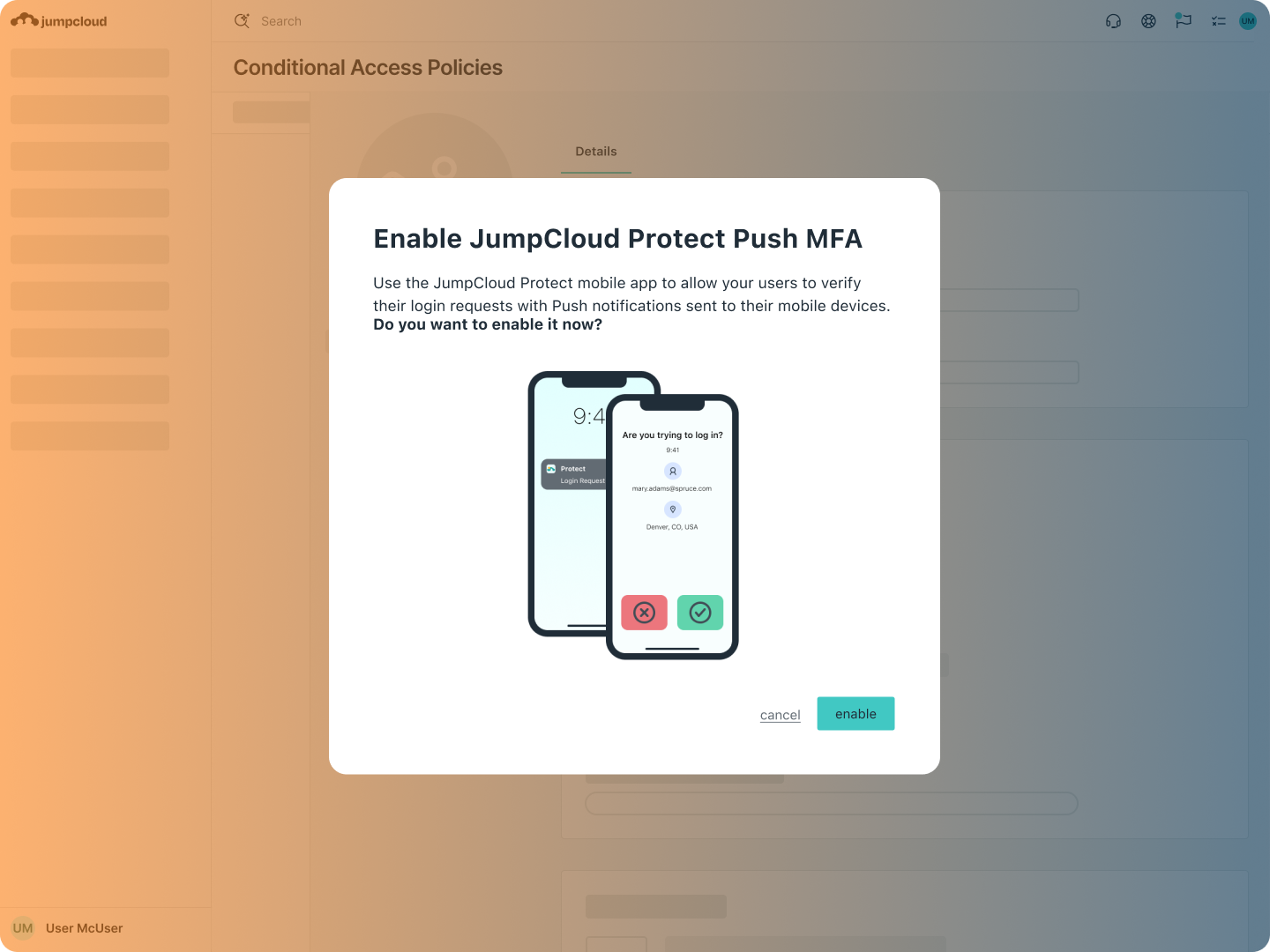 Product Screenshot - JumpCloud Protect Push MFA Popup