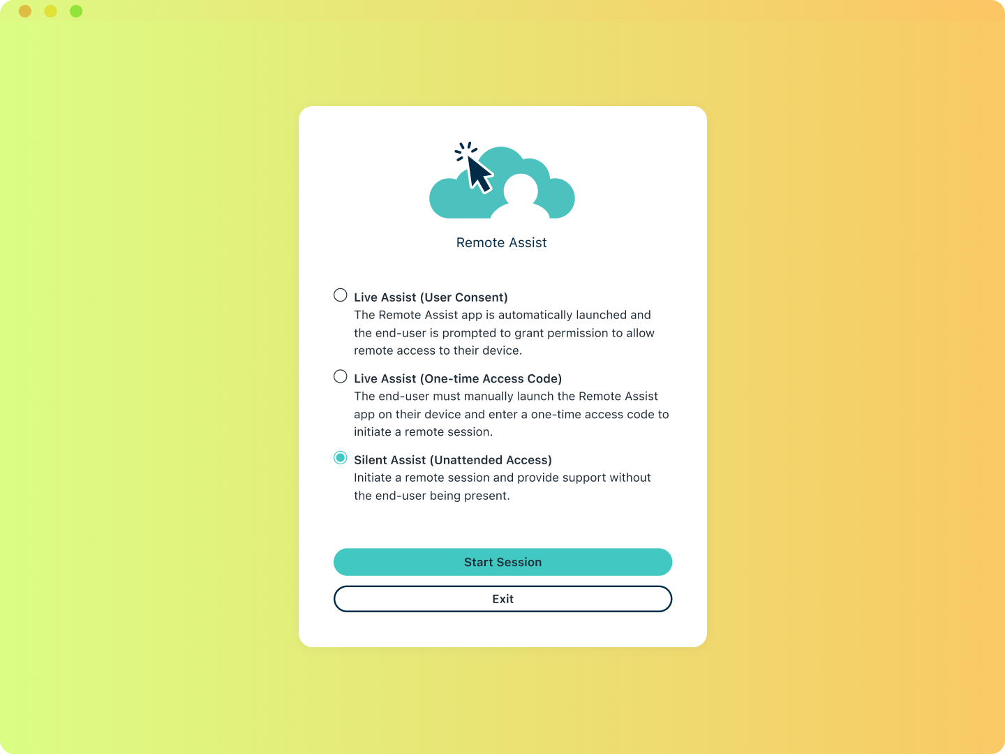 Product Screenshot - Remote Assist Options