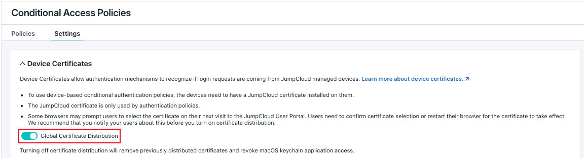The image displays displays Device Certificate section of CAP