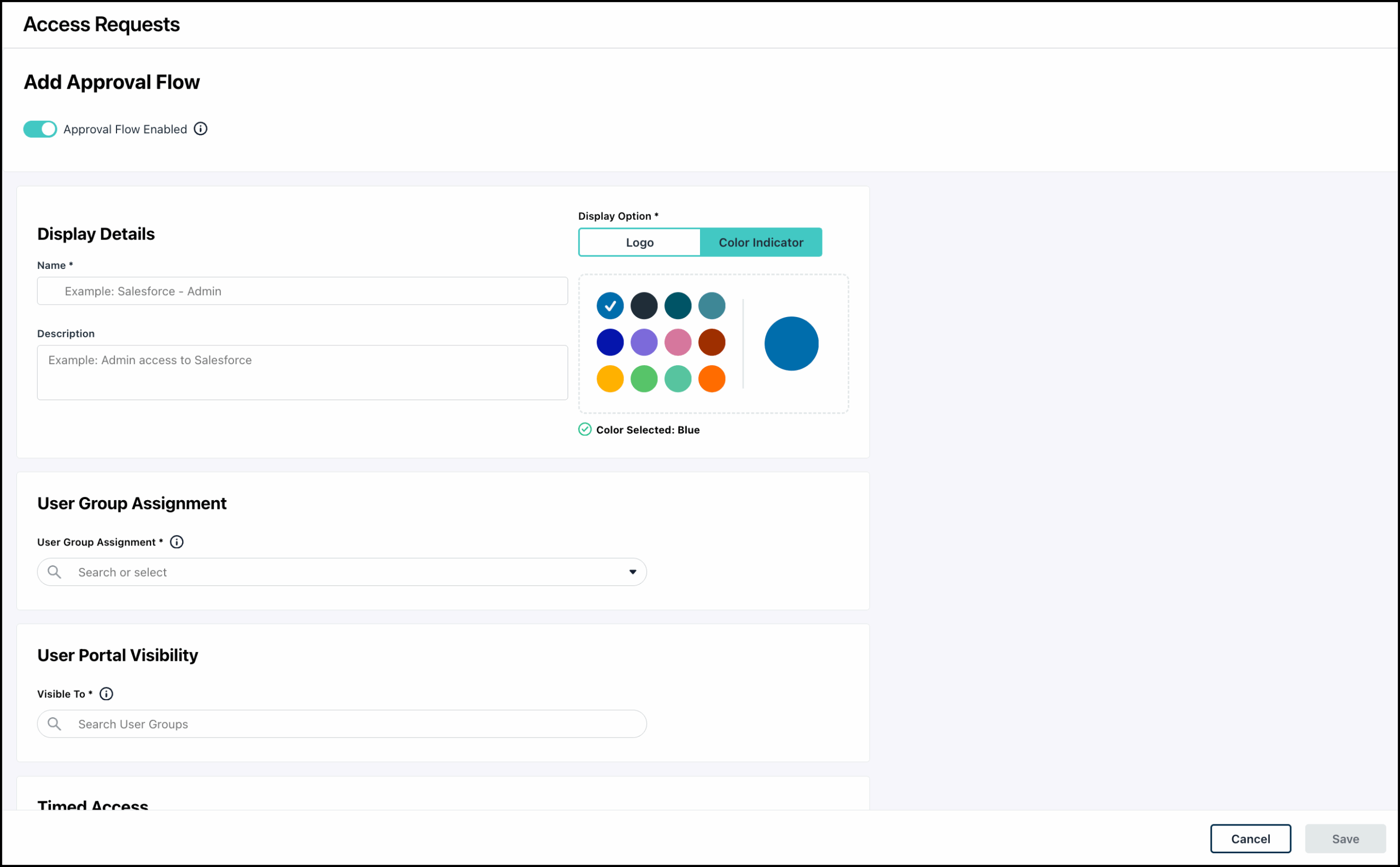 The image displays the Approval flow page
