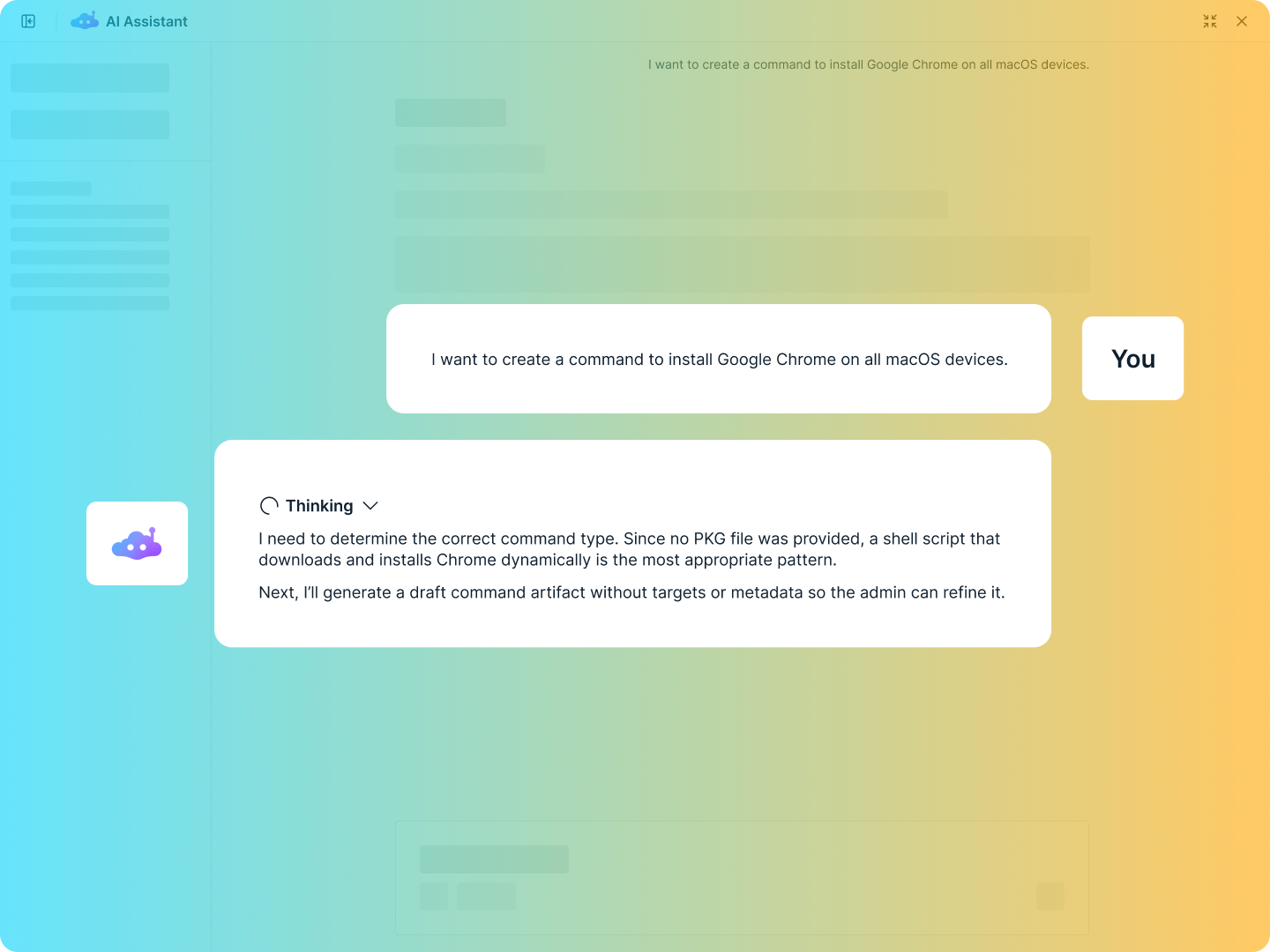 Product screenshot - Platform AI Assistant Thinking State