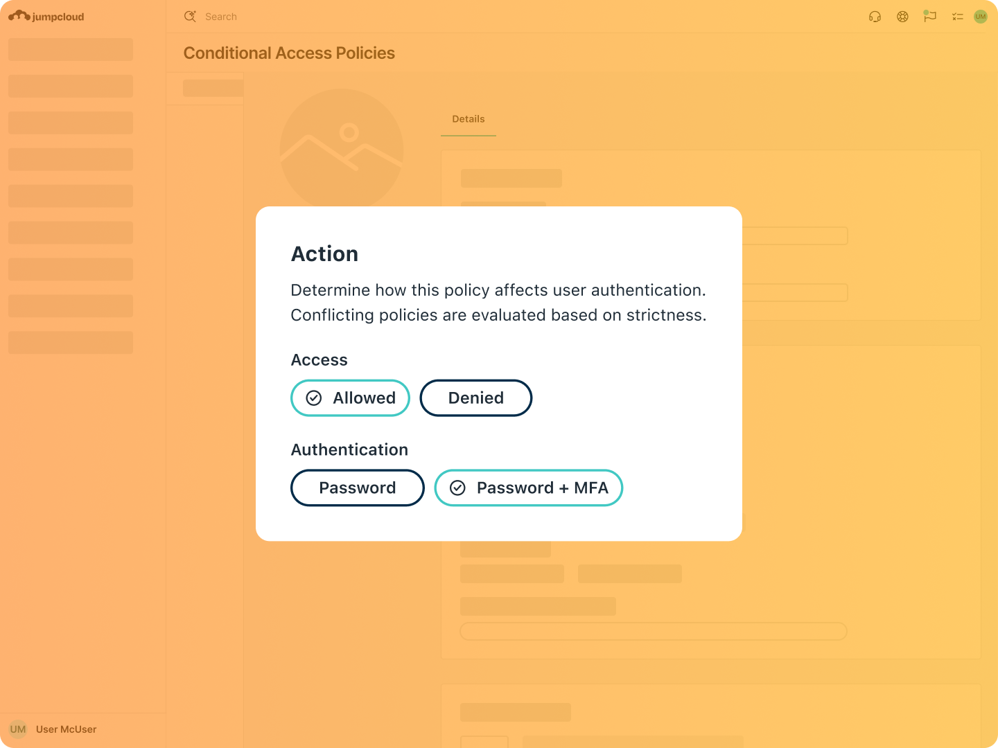 Product Screenshot - Policy Authentication Choices