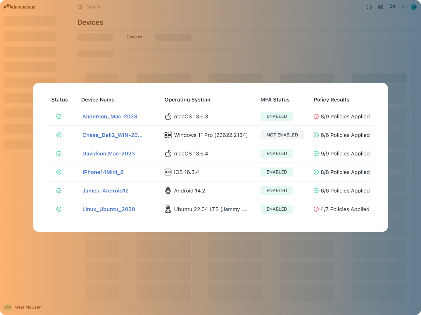 Product Screenshot - Device Variety and Policies