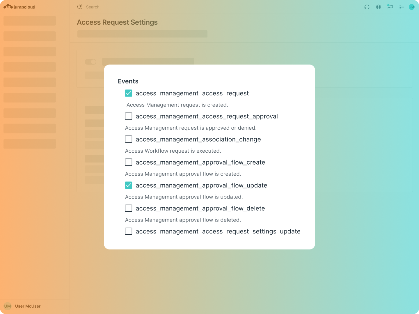 Product Screenshot - Event Settings