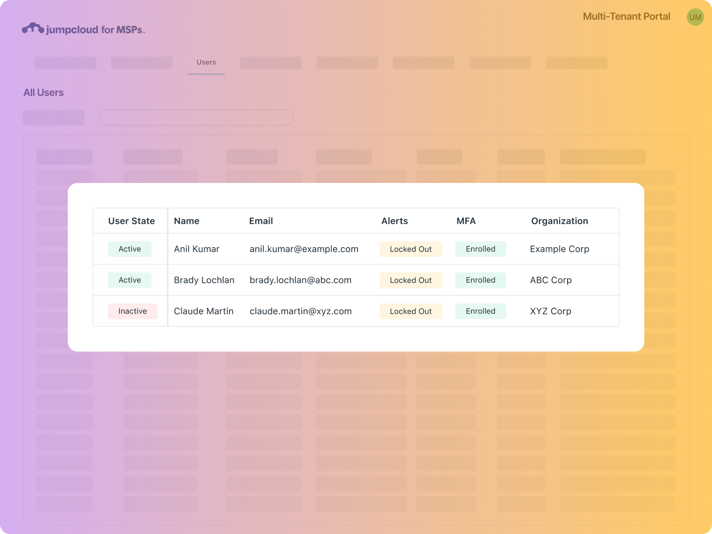 Product Screenshot - MTP Users Tab