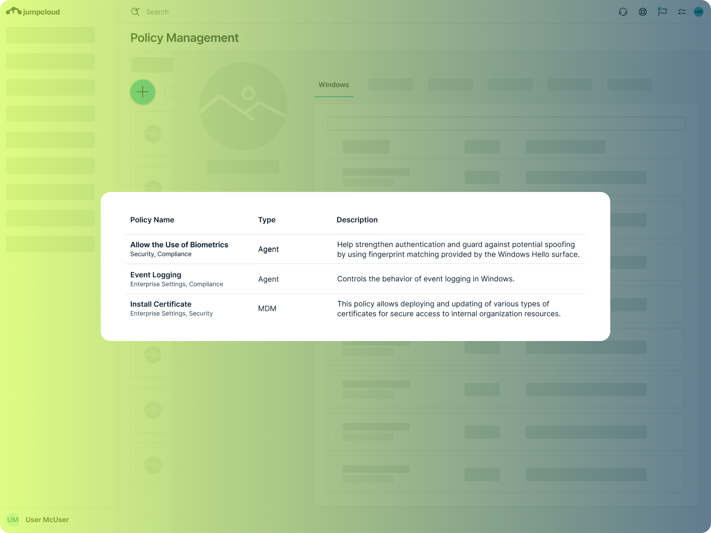 Product Screenshot - Add Windows Policy