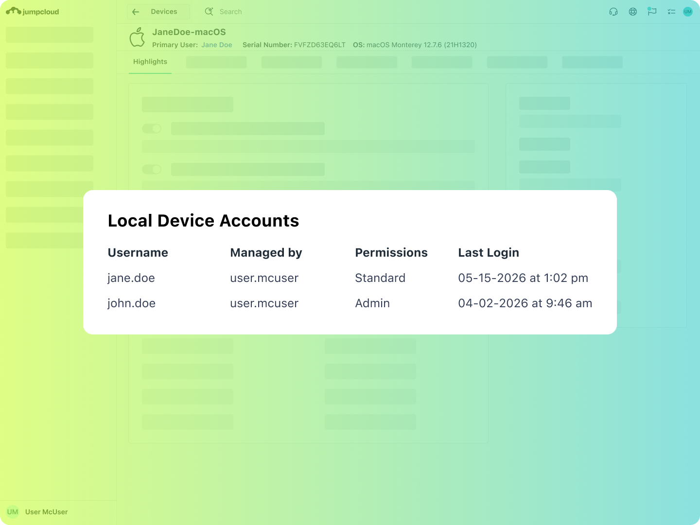 Product Screenshot - Local Device Accounts