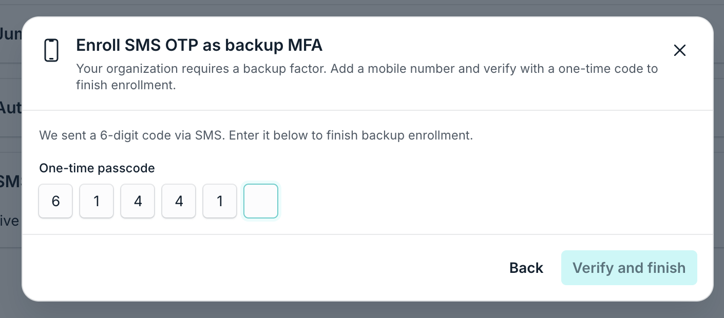 A screenshot showing the OTP verification screen.