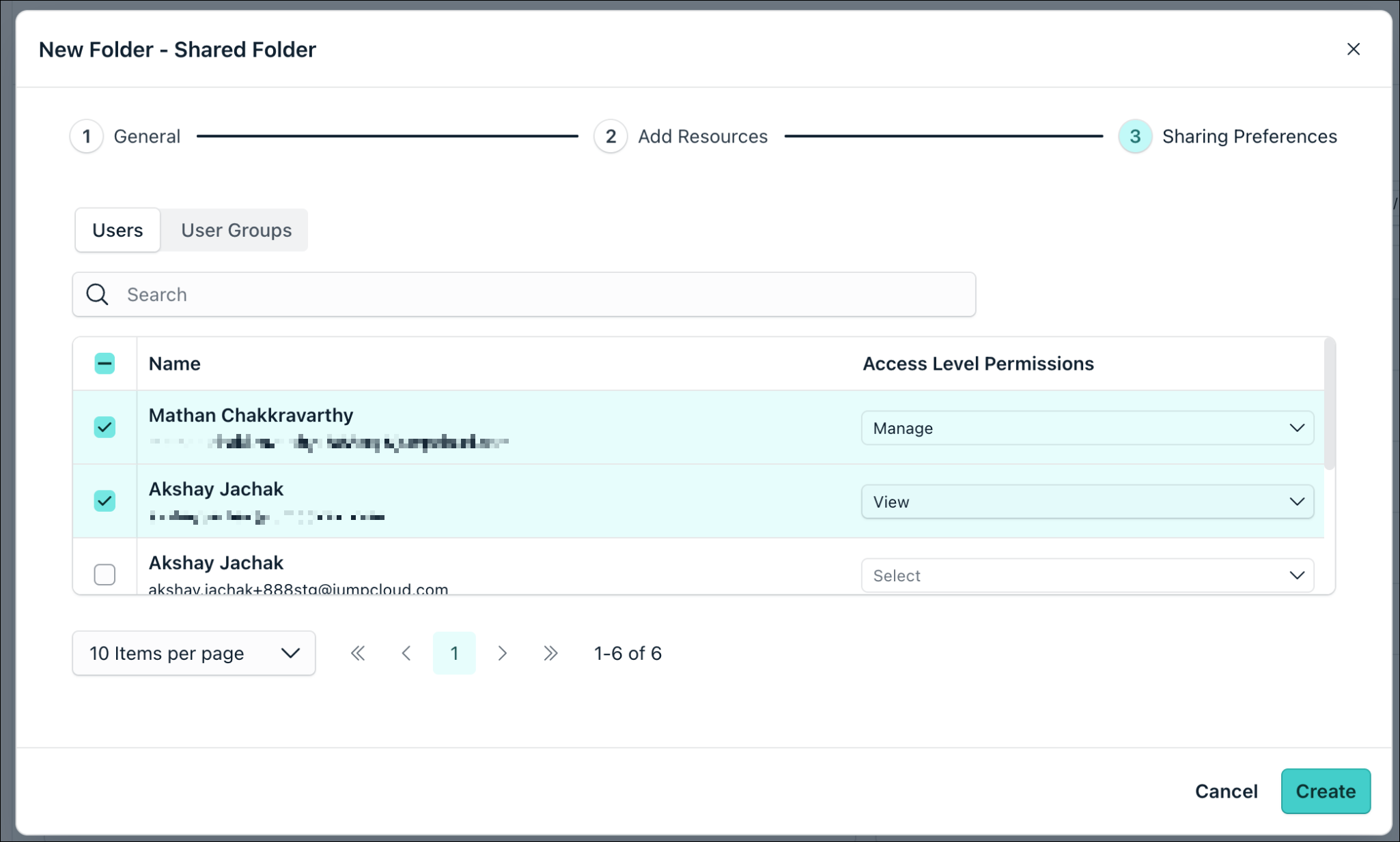 A screenshot showing 'Sharing Preferences' page in Shared Folder.
