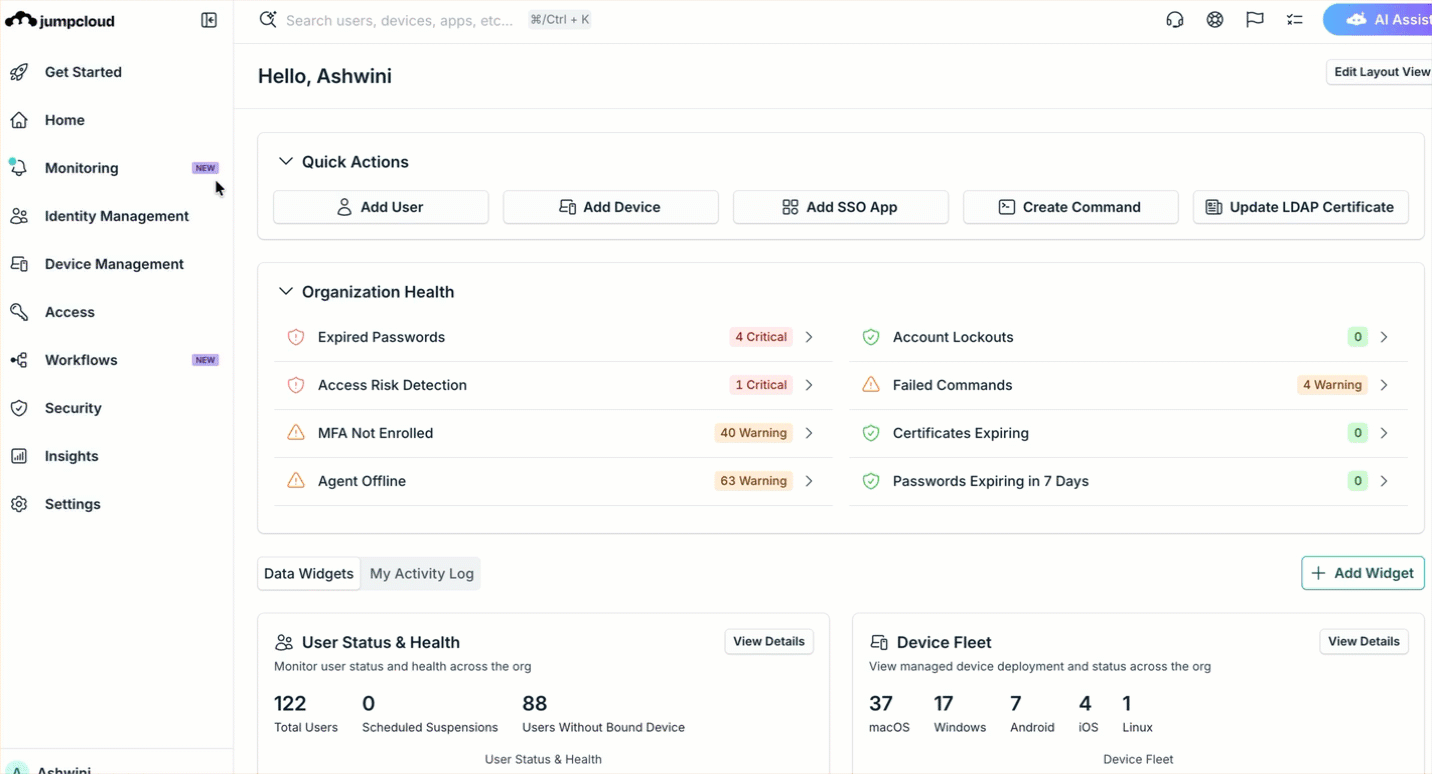 Admin Portal Monitoring Alerts console switching between Alerts and Rules tabs