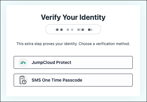 A screenshot showing login page on JumpCloud user portal.